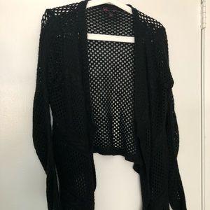 Black net cropped cardigan